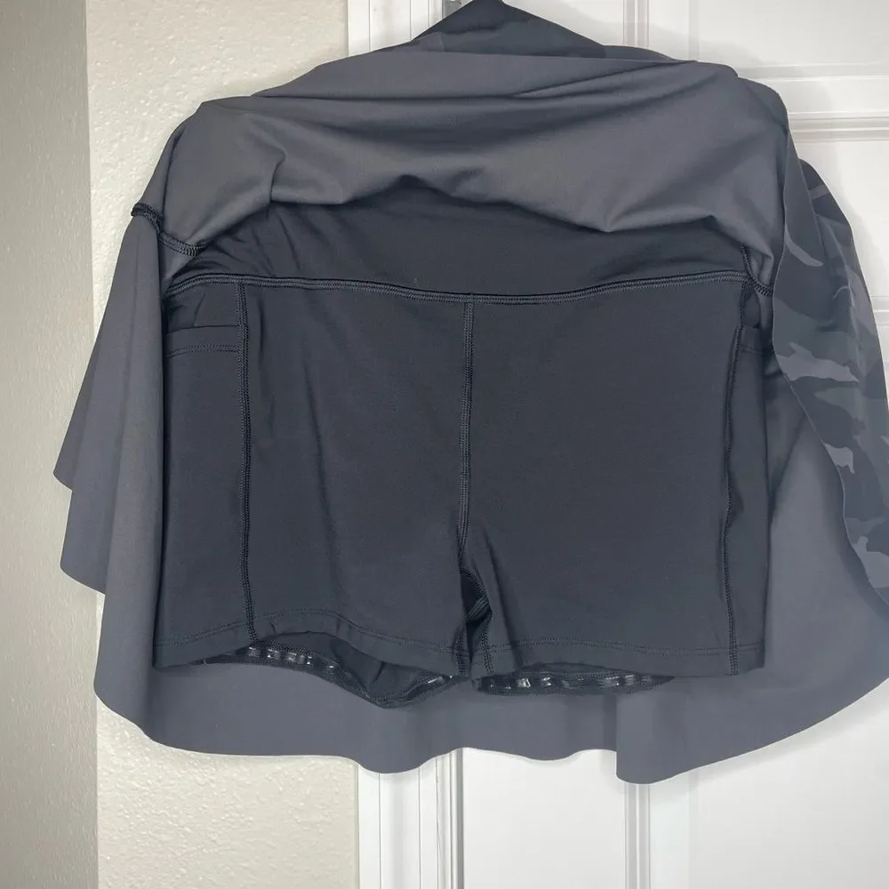 Athleta Match Point Skort Small Gray Camo Tennis Skirt Size S